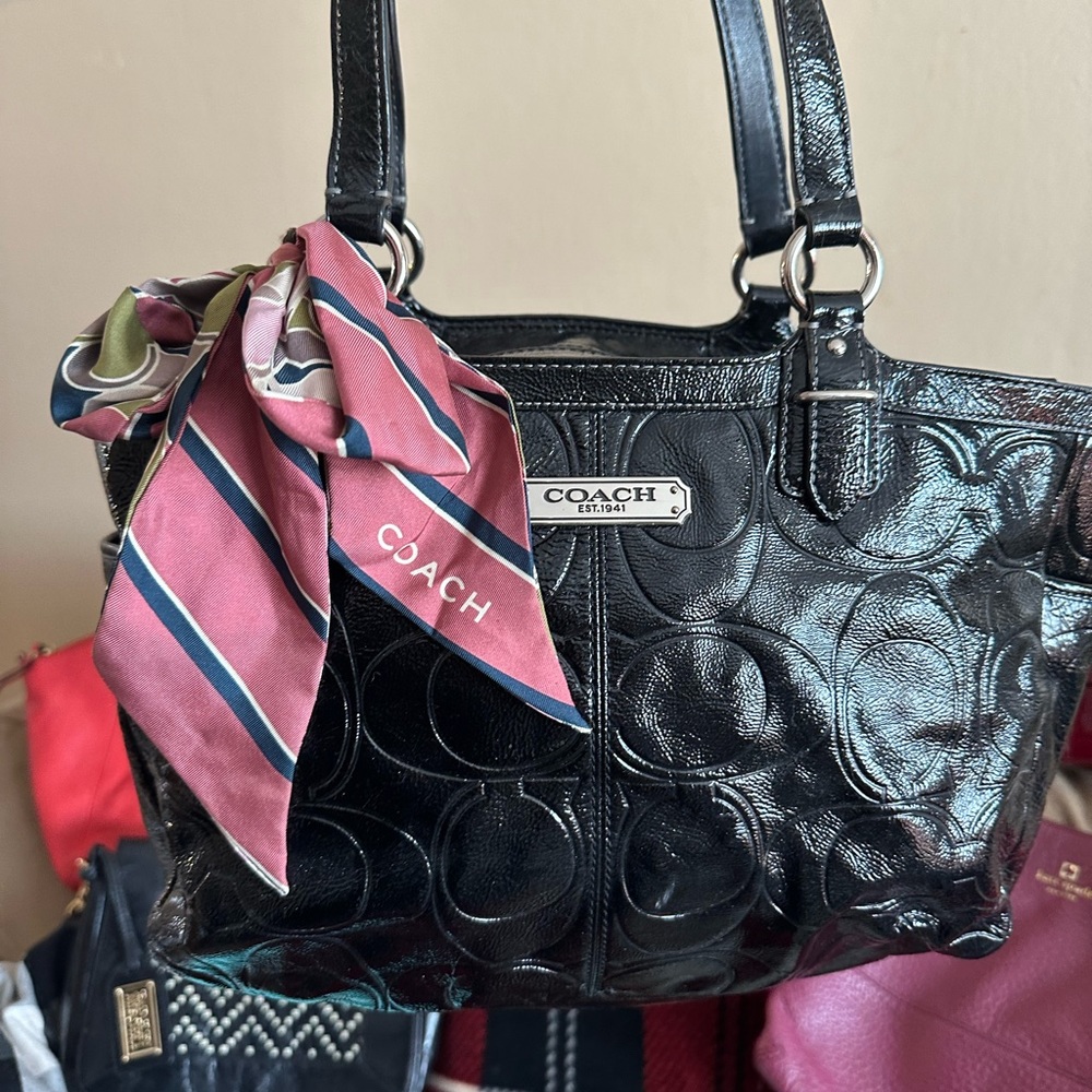 Authentic Coach Tote leather includes Coach silk scarf